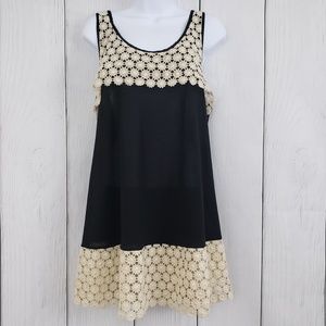 TOPSHOP 12 Black Cream Lace Sleeveless Dress Tunic